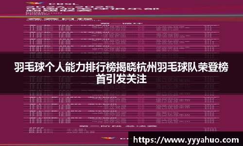 羽毛球个人能力排行榜揭晓杭州羽毛球队荣登榜首引发关注